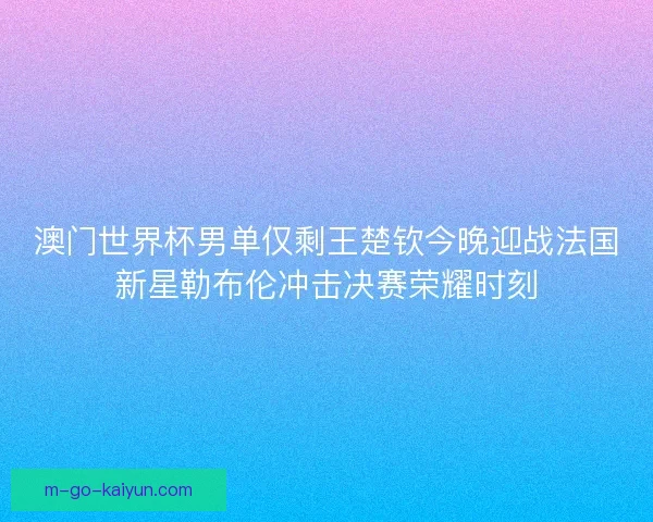 澳门世界杯男单仅剩王楚钦今晚迎战法国新星勒布伦冲击决赛荣耀时刻