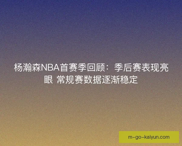 杨瀚森NBA首赛季回顾：季后赛表现亮眼 常规赛数据逐渐稳定