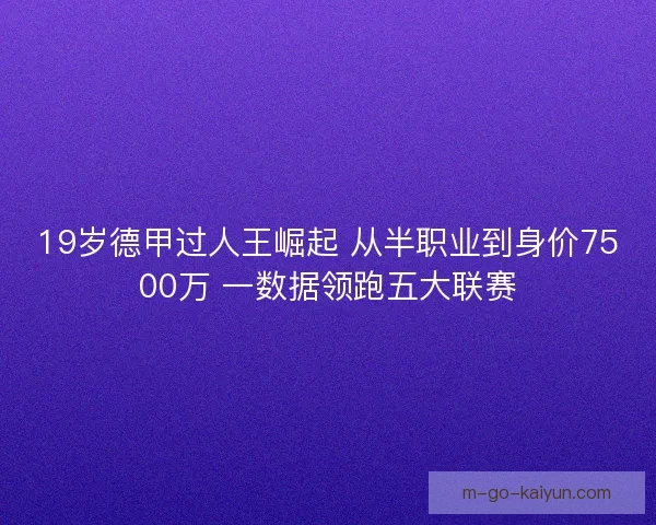 19岁德甲过人王崛起 从半职业到身价7500万 一数据领跑五大联赛